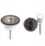 WIRQUIN Mosdó leeresztő szelep műanyag dugóval és acél ráccsal, fekete (W30723119)