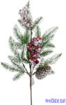  Havas fenyőág piros bogyóval és tobozzal