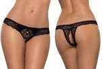 Obsessive Tanga Obsessive Miamor csipkés nyitott tanga méret S/m fekete (36/38 SEKSOWNE figi z dziurką koronka)