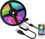 GlobalExpress Inteligent Bandă LED RiXME Wi-Fi USB 5V RGB Lumină 5m Tip SMD5050 cu Sursă de alimentare & Controler WiFi TS2096 (TS2096)