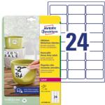 AVERY Etikett AVERY L4773-20 63, 5x33, 9mm visszaszedhető időjárásálló fehér poliészter 480 címke/doboz 20 ív/doboz (L4773REV-20)