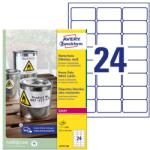 AVERY Etikett AVERY L4773-100 63, 5x33, 9mm időjárásálló fehér poliészter 2400 címke/doboz 100 ív/doboz (L4773-100)