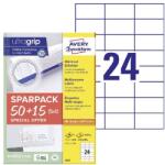 AVERY Etikett AVERY 6605 70x37 mm univerzális fehér 1560 címke/csomag 50+15 ív/ csomag (6605)