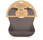 Petite&Mars TAKE&MATCH Szilikon előke zsebbel, Bitter Cocoa