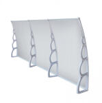 Silver Wing Miko A szokásosnál nagyobb kinyúlású előtető 300x150 szürke keret áttetsző üregkamrás polikarbonát féltető H típusú kar például bejárati ajtó vagy ablakok fölé