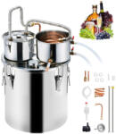 VEVOR Alkohol lepárló készülék 30 literes rozsdamentes acél pálinkafőző rézspirállal, dupla kondenzátorral, másodlagos desztillációval