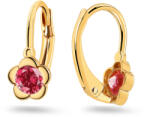 Heratis Forever Gyermek fülbevaló virágmotívummal és rodolit utánzattal, sárga arany, 9K IZ31673HR