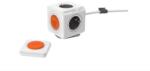 allocacoc 1512/EUEXRM PowerCube Extended Remote hálózati elosztó szett 1.5m, 4 dugalj kapcsolóval fehér-narancssárga