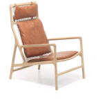 Gazzda Dedo fotel tömör tölgyfa lábakkal, konyakbarna bivalybőr ülőpárnával - Gazzda