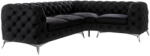 Ropez Fekete bársony sarokkanapé (jobb oldali-L alakú) Chelsea - Ropez
