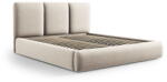 Mazzini Sofa Krémszínű bársony kárpitozott ágyneműtartós franciaágy ágyráccsal 200x200 cm Brody - Mazzini Beds