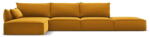 Mazzini Sofas Mustársárga bársony sarokkanapé (bal oldali-heverő résszel) Vanda - Mazzini Sofas - bonami - 822 792 Ft