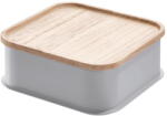 iDesign Eco szürke tárolódoboz paulownia fa fedéllel, 21, 3 x 21, 3 cm - iDesign