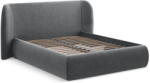 Makamii Sötétszürke kárpitozott ágyneműtartós franciaágy ágyráccsal 160x200 cm Hauke - Makamii