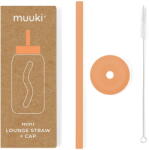Muuki Szilikon szívószál tisztítókefével-fedéllel Tropical Papaya Mini - Muuki