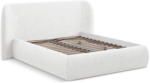 Makamii Fehér kárpitozott ágyneműtartós franciaágy ágyráccsal 140x200 cm Hauke - Makamii