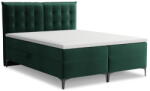 Makamii Sötétzöld ágyneműtartós boxspring ágy 180x200 cm Mikana - Makamii