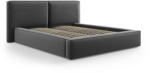 Cosmopolitan Design Sötétszürke bársony kárpitozott ágyneműtartós franciaágy ágyráccsal 180x200 cm Arendal - Cosmopolitan Design