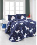 Mijolnir Magic Unicorn Dark Blue steppelt ágytakaró és 2 db párnahuzat, 200 x 220 cm - Eponj Home