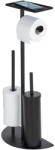 WENKO Fekete acél WC-papír tartó állvány kefével Cosenza - Wenko