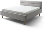 meise.möbel Szürke kárpitozott ágyneműtartós franciaágy ágyráccsal 160x200 cm Lotte - Meise Möbel