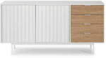 Teulat Fehér-natúr színű alacsony komód tölgyfa dekorral 159x80 cm Sierra - Teulat
