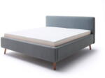meise.möbel Szürkéskék kárpitozott ágyneműtartós franciaágy ágyráccsal 160x200 cm Mattis - Meise Möbel