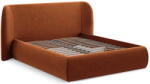 Makamii Terrakotta színű kárpitozott ágyneműtartós franciaágy ágyráccsal 160x200 cm Hauke - Makamii
