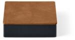 LIND DNA Fekete-natúr színű fedeles-dekoratív fa-öko bőr tárolódoboz 11x11x3, 5 cm Square Nupo - LIND DNA