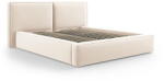 Cosmopolitan Design Krémszínű bársony kárpitozott ágyneműtartós franciaágy ágyráccsal 180x200 cm Arendal - Cosmopolitan Design