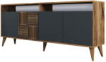 Kalune Design Antracitszürke-natúr színű alacsony komód diófa dekorral 180x79 cm Milan - Kalune Design