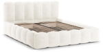 Micadoni Krémszínű kárpitozott ágyneműtartós franciaágy ágyráccsal 160x200 cm Lupine - Micadoni Home