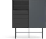 Teulat Fekete-antracitszürke magas komód tolóajtóval 120x140 cm Nube - Teulat