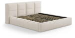 Micadoni Krémszínű kárpitozott ágyneműtartós franciaágy ágyráccsal 200x200 cm Simon Darren - Micadoni