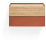 Teulat Téglavörös-natúr színű éjjeliszekrény tölgyfa dekorral Otto - Teulat