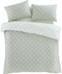 Catherine Lansfield Fehér-zöld kétszemélyes flanel ágyneműhuzat 200x200 cm Polka Dot - Catherine Lansfield