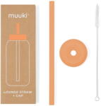 Muuki Szilikon szívószál tisztítókefével-fedéllel Tropical Papaya - Muuki