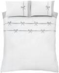 Catherine Lansfield Fehér-szürke kétszemélyes-hosszabbított ágyneműhuzat 230x220 cm Milo Bow - Catherine Lansfield
