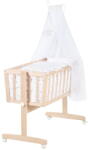 Roba Natúr színű bükkfa gurulós-baldachinos bölcső 40x90 cm - Roba