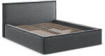 Makamii Sötétszürke kárpitozott ágyneműtartós franciaágy ágyráccsal 140x200 cm Anani - Makamii