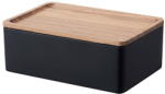 YAMAZAKI Fekete fedeles tárolódoboz 18.5x12.5x7 cm Rin - YAMAZAKI