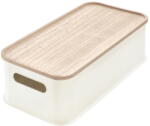 iDesign Eco Handled fehér tárolódoboz paulownia fa fedéllel, 21, 3 x 43 cm - iDesign