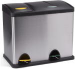 MSV Matt ezüstszínű acél szelektív pedálos szemetes 18+8 l Tri Selectif - MSV