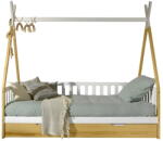 VIPACK Natúr színű házikó alakú borovi fenyő gyerekágy tárolóhellyel 90x200 cm TIPI - Vipack