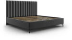 Mazzini Sofa Sötétszürke kárpitozott ágyneműtartós franciaágy ágyráccsal 160x200 cm Casey - Mazzini Beds