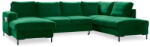 Miuform Lofty Lilly zöld kinyitható U alakú bársony kanapé, jobb oldali - Miuform