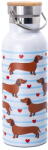 Sass & Belle Világoskék-barna rozsdamentes acél utazó ivópalack 425 ml Sausage Dog - Sass & Belle