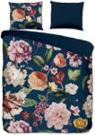 Descanso Sötétkék egyszemélyes-hosszabbított pamut-szatén ágyneműhuzat 140x220 cm Fiori - Descanso