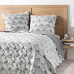 douceur d'intérieur Fehér-szürke mikroszálas ágytakaró és párnahuzat szett 220x240 cm Faustine - douceur d'intérieur