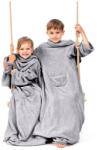 Restilo Lazykids szürke gyermek TV-nézős takaró ujjakkal - DecoKing